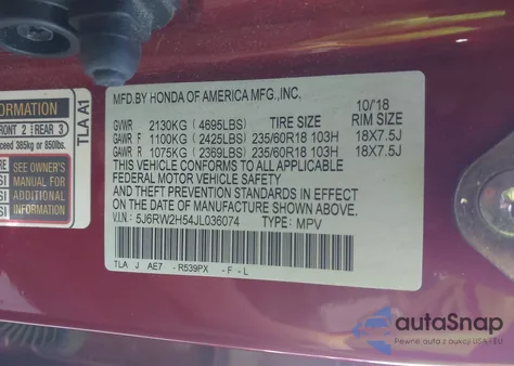 2018 Honda Cr-V Ex from USA, damaged, VIN 5J6RW2H54JL036074